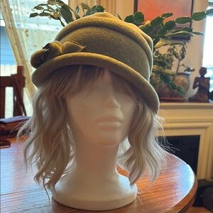 Elegant Olive Green Cloche Hat